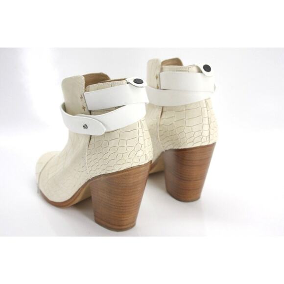 Rag & Bone Harrow Off White Croc Leather Cap Toe Ankle Boot - Picture 3 of 12